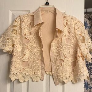 Chic Cream Lace Women's Jacket